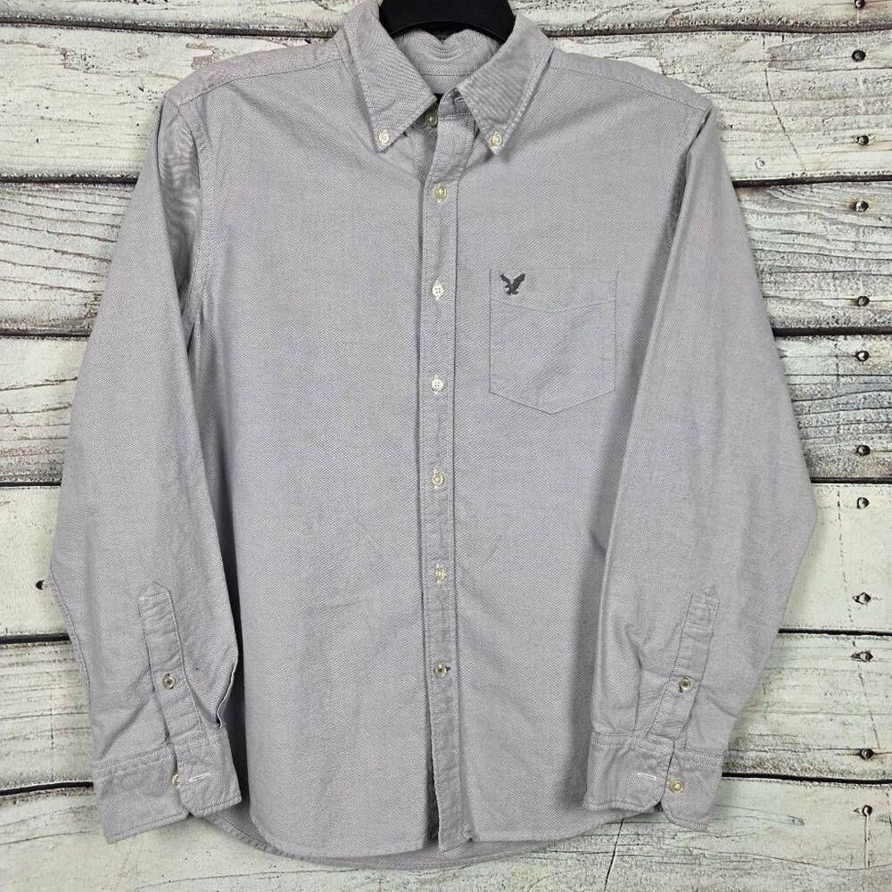 American Eagle Light Gray Button Down Shirt Men’s L